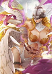 Rule 34 | 1girl, angel, angel girl, angewomon, belt, digimon, mask, solo, wings