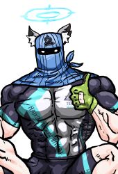 Rule 34 | 1boy, blue archive, genderswap, genderswap (ftm), gloves, green gloves, highres, muscular, muscular male, os05, shiroko (blue archive), shiroko (cycling) (blue archive), solo, thumbs up, white background