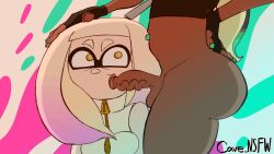 Rule 34 | 2girls, animated, animated gif, bottomless, breasts, cave nsfw, clothed sex, clothes, dark-skinned female, dark skin, fellatio, futa with female, futanari, hand on another&#039;s head, highres, looking at viewer, marina (splatoon), medium breasts, multiple girls, nintendo, octoling girl, octoling player character, oral, partially undressed, pearl (splatoon), penis, splatoon (series), splatoon 1, testicles, uncensored, veins, veiny penis