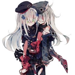 Rule 34 | 2girls, artist request, beret, carrying, commentary request, closed eyes, eyes visible through hair, g11 (girls&#039; frontline), girls&#039; frontline, green eyes, grey hair, hat, highres, hk416 (girls&#039; frontline), multiple girls, princess carry, sleeping
