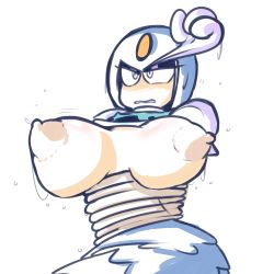 Rule 34 | 1girl, android, breasts, capcom, fupoo, helmet, large areolae, large breasts, lowres, mega man (classic), mega man (series), mermaid, monster girl, robot, simple background, solo, splash woman, white background
