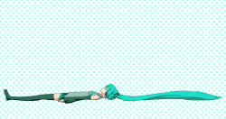Rule 34 | 1girl, bad id, bad pixiv id, detached sleeves, female focus, full body, green hair, green theme, hatsune miku, ica, long hair, lying, necktie, on back, polka dot, simple background, skirt, solo, thighhighs, twintails, very long hair, vocaloid
