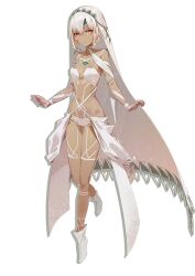Rule 34 | 1girl, altera (fate), character name, dark-skinned female, dark skin, expressionless, fate/grand order, fate (series), full-body tattoo, full body, highres, huke, long hair, looking at viewer, lostroom outfit (fate), official art, red eyes, shoes, solo, standing, star (symbol), tattoo, transparent background, very long hair, white footwear, white hair