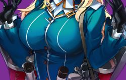 Rule 34 | 10s, 1girl, atago (kancolle), blonde hair, breast focus, breasts, close-up, gloves, head out of frame, kantai collection, large breasts, oppaishikakakanai, personification, solo, taut clothes