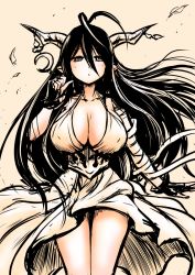 Rule 34 | 10s, 1girl, breasts, danua, draph, granblue fantasy, horns, kanno takanori, large breasts, long hair, partially colored, pointy ears, sketch, solo