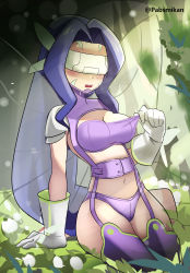 Rule 34 | 1girl, ass, blush, covered eyes, curvy, digimon, digimon frontier, fairimon, fairy, fairy wings, highres, mask, revealing clothes, sitting, solo, thong, wide hips, wings