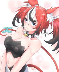 Rule 34 | absurdres, animal ears, bare shoulders, black collar, black hair, blue eyes, blush, bra, breasts, collar, fingernails, hair ornament, hakos baelz, highres, hololive, hololive english, irys (hololive), large breasts, long hair, mouse ears, mouse girl, mouse tail, multicolored hair, navel, red hair, spiked collar, spikes, strapless, strapless bra, streaked hair, tail, the raineman, twintails, underwear, virtual youtuber, white hair, yuri