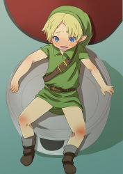 Rule 34 | 1boy, bare arms, bare knees, bare legs, belt, blonde hair, blue eyes, boots, child, hat, highres, itaru, link, male focus, nintendo, no pants, open mouth, pointy ears, short hair, solo, the legend of zelda, the legend of zelda: ocarina of time, tunic, young link