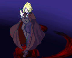 Rule 34 | 00s, blonde hair, cape, closed eyes, male focus, melty blood, solo, teipa, tsukihime, wallachia, wallpaper