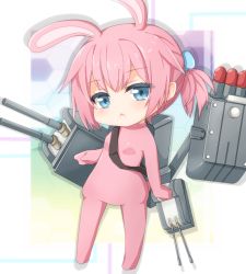 Rule 34 | 10s, 1girl, :&lt;, alternate costume, animal costume, animal ears, bad id, bad pixiv id, blue eyes, rabbit ears, chibi, gloves, hair ornament, kantai collection, looking at viewer, personification, pink hair, rateratte, shiranui (kancolle), short hair, skirt, solo