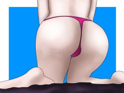Rule 34 | 1girl, ass, bad feet, from behind, non-web source, original, panties, poorly drawn, thighs, thong, underwear