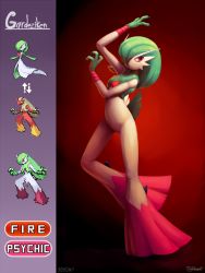 Rule 34 | 1girl, 2017, absurdres, arm up, artist name, blaziken, character name, claws, creatures (company), dated, female focus, full body, furry, furry female, fusion, game freak, gardevoir, gen 3 pokemon, gradient background, green hair, hair over one eye, hand up, highres, legs apart, looking to the side, nintendo, open mouth, outta sync, pink eyes, pixel art, pokemon, pokemon (creature), pokemon rse, red background, short hair, signature, simple background, solo, standing, text focus