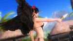Rule 34 | 1girl, 3d, animated, sound, bikini, bouncing breasts, breasts, cleavage, dead or alive, dead or alive 5, food, highres, ice cream, large breasts, long hair, nipples, nude, nyotengu, purple eyes, swimsuit, transformation, twintails, video, video, wings