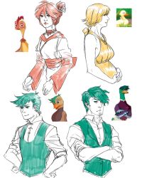 Rule 34 | 2girls, blonde hair, facial hair, father and son, green hair, leafie a hen into the wild, mother and son, multiple girls, personification, red hair, short hair