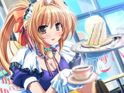 Rule 34 | 1990s (style), 1girl, cafe, cake, cup, food, gloves, kinoshita rumi, maid, pia carrot (series), pia carrot e youkoso!!, pia carrot e youkoso!! g.o., restaurant, sandwich, solo, tray, white gloves