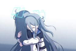 Rule 34 | &lt;key&gt; (blue archive), 2girls, absurdly long hair, absurdres, aris (blue archive), black hair, black hairband, blue archive, blue halo, blue necktie, closed eyes, collared shirt, crying, hairband, halo, highres, jacket, kiroshi, long hair, long sleeves, multiple girls, necktie, one side up, open mouth, shirt, very long hair, white jacket, white shirt