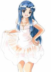 Rule 34 | 00s, 1girl, asakura ryouko, blue eyes, blue hair, dress, fujita (speedlimit), jpeg artifacts, long hair, matching hair/eyes, solo, suzumiya haruhi no yuuutsu