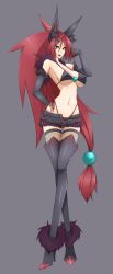 Rule 34 | 10s, 1girl, animal ears, bikini, bikini top only, boots, breasts, costume, creatures (company), emukon, fang, fox ears, game freak, gen 5 pokemon, gloves, green eyes, hair ornament, hairclip, high heels, highres, large breasts, long hair, long legs, narrow waist, nintendo, panties, personification, pokemon, pokemon bw, red hair, shoes, short shorts, shorts, side-tie panties, smile, solo, swimsuit, thigh boots, thighhighs, thong, unbuttoned, underwear, unzipped, very long hair, zoroark