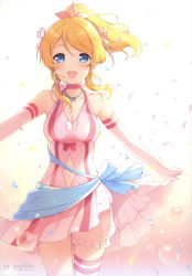 Rule 34 | 1girl, 6u (eternal land), absurdres, argyle, argyle clothes, argyle cutout, ayase eli, breasts, cleavage, clothing cutout, gradient background, highres, huge filesize, love live!, love live! school idol festival, love live! school idol project, scan, simple background, solo, thighhighs