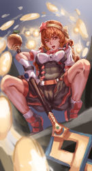Rule 34 | 1girl, absurdres, alternate costume, azusa (cookie), battle mage (dungeon and fighter), black bodysuit, black footwear, bodysuit, breasts, brown eyes, brown hair, cameltoe, commentary request, cookie (touhou), d tomoki, dungeon and fighter, full body, gloves, hair ornament, hairband, highres, holding, holding staff, kirisame marisa, long hair, looking to the side, mage (dungeon and fighter), medium breasts, open mouth, red star, shoes, short sleeves, sneakers, socks, solo, squatting, staff, star (symbol), star hair ornament, touhou, white gloves, white socks, yellow hairband