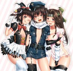 Rule 34 | + +, 3girls, ;q, alternate costume, antenna hair, belt, black gloves, black hair, black legwear, breasts, brown eyes, brown hair, center opening, collarbone, cosplay, cuffs, double bun, elbow gloves, fang, fingerless gloves, flat chest, frilled skirt, frills, garter straps, girl sandwich, gloves, hair bun, handcuffs, hat, headband, highres, holding, holding wand, jintsuu (kancolle), kantai collection, keita (tundereyuina), large breasts, multiple girls, naka (kancolle), nurse, nurse cap, one eye closed, open clothes, police, police uniform, policewoman, sandwiched, scarf, sendai (kancolle), short hair, single thighhigh, skirt, small breasts, thighhighs, tongue, tongue out, two side up, uniform, wand, white legwear, white scarf, witch hat