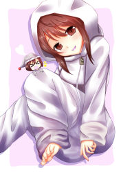 Rule 34 | &gt; &lt;, 10s, 2girls, :d, absurdres, barefoot, blush, brown eyes, brown hair, chibi, closed eyes, fairy (kancolle), head tilt, highres, hood, kantai collection, looking at viewer, multiple girls, oohirakeisuke, open mouth, pajamas, personification, reppuu (kancolle), short hair, smile, taihou (kancolle)