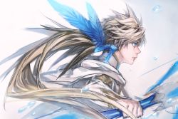 Rule 34 | 10s, 1boy, bad id, bad twitter id, bishounen, bow (weapon), feathers, kamui (tales of zestiria), long hair, male focus, mikleo (tales), official alternate costume, p-nekor, platinum blonde hair, solo, sorey (tales), tales of (series), tales of zestiria, weapon