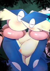 Rule 34 | 1boy, 1girl, ^ ^, absurdres, animal ears, blue skin, blurry, blurry foreground, blush, breasts, closed eyes, colored skin, creatures (company), closed eyes, frog boy, frog girl, from side, furry, furry female, furry male, game freak, gen 6 pokemon, green background, greninja, hetero, highres, kiss, large breasts, long tongue, multicolored skin, nintendo, nipples, outdoors, pokemon, pokemon (creature), scratches, standing, tail, tongue, tongue out, two-tone skin, u u, upper body, usamimi (umisag85rabb99), yellow skin
