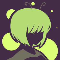 Rule 34 | 1girl, antennae, black background, bug, firefly, green hair, highres, insect, maskin mei, no lineart, portrait, silhouette, simple background, solo, touhou, vector art, wriggle nightbug