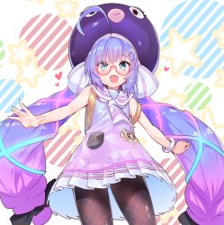 Rule 34 | 1girl, :d, ahoge, animal hat, blue eyes, blue hair, braid, commentary request, dress, fang, glasses, hair ornament, hairclip, hat, heart, long hair, looking at viewer, low-braided long hair, low-tied long hair, open mouth, otomachi una, otomachi una (talkex), outstretched arms, pantyhose, plaid, plaid legwear, pleated dress, red-framed eyewear, sailor dress, sawayaka samehada, semi-rimless eyewear, smile, solo, spread arms, star (symbol), twintails, under-rim eyewear, very long hair, vocaloid