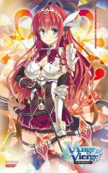Rule 34 | 10s, 1girl, ange vierge, armor, arrow (projectile), blue eyes, bow (weapon), breasts, cleavage, elbow gloves, fingerless gloves, gloves, hair ornament, jewelry, large breasts, pauldrons, pleated skirt, red hair, ribbon, shoulder armor, skirt, solo, weapon, yuuki hagure
