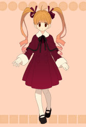 Rule 34 | 16 ban, 1girl, :o, antenna hair, biscuit krueger, black bow, black bowtie, black footwear, blonde hair, bow, bowtie, buttons, capelet, double-breasted, dress, drill hair, full body, fur-trimmed sleeves, fur trim, gloves, hair ribbon, hunter x hunter, lolita fashion, long hair, long sleeves, looking at viewer, mary janes, pantyhose, red capelet, red dress, red ribbon, ribbon, shoes, solo, standing, twin drills, twintails, white gloves, white pantyhose