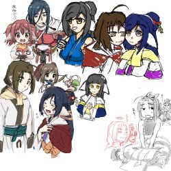 Rule 34 | 4boys, 4girls, age difference, ahoge, ainu clothes, animal ears, aquaplus, black eyes, black hair, blue eyes, blue hair, blush, breasts, brown eyes, brown hair, cat tail, chibi, closed eyes, closed mouth, crossed legs, dress, feet, from side, full body, hair between eyes, hair ornament, hair ribbon, haku (utawarerumono), hakuowlo, halo, hands between legs, hands together, height difference, holding, holding staff, holding weapon, hood, hood down, jachdwalt, kuon (utawarerumono), large breasts, long hair, long sleeves, looking at another, looking down, looking to the side, maroro (utawarerumono), mask, mask on head, multiple boys, multiple girls, nekone (utawarerumono), ongheaven, open mouth, pipe in mouth, ponytail, raised eyebrows, red eyes, red hair, ribbon, shinonon, sidelocks, sketch, small breasts, smoking pipe, staff, staff (weapon), sweat, swept bangs, tail, teeth, tongue, twintails, ukon (utawarerumono), upper body, utawarerumono, utawarerumono: futari no hakuoro, utawarerumono: itsuwari no kamen, very long hair, weapon, yellow eyes, yo (artist), yuzuha (utawarerumono)