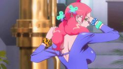 Rule 34 | 10s, 1girl, animated, animated gif, bouncing breasts, breasts, chouno ageha, cleavage, female focus, green eyes, red hair, solo, wizard barristers: benmashi cecil