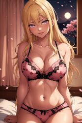 Rule 34 | ai-generated, animegirl, breasts, cleavage, fairy tail, highres, lingerie, navel, selene (fairy tail), underwear