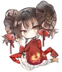 Rule 34 | 1girl, bare shoulders, bow, brown eyes, brown hair, chibi, china dress, chinese clothes, closed mouth, commentary request, detached sleeves, double bun, dress, frilled sleeves, frills, full body, girls&#039; frontline, hair between eyes, hair bow, hair bun, head tilt, kotatu (akaki01aoki00), long sleeves, official alternate costume, pelvic curtain, red bow, red dress, red sleeves, seiza, side bun, simple background, sitting, sleeveless, sleeveless dress, sleeves past fingers, sleeves past wrists, smile, solo, star (symbol), thighhighs, type 97 (girls&#039; frontline), type 97 (peony) (girls&#039; frontline), white background, white thighhighs