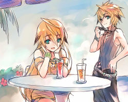 Rule 34 | 2boys, aqua eyes, bare shoulders, chung seiker, cup, deadly chaser (elsword), drinking glass, elsword, iron paladin (elsword), jewelry, long hair, male focus, multiple boys, necklace, short hair, sketch, smile, sunglasses, table, trap, wanko (takohati8)
