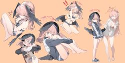 Rule 34 | &lt;|&gt; &lt;|&gt;, 2girls, b zhan cm yang, barefoot, bikini, black bikini, black bow, black footwear, black jacket, black wings, blue archive, blush, book, bow, braid, breasts, closed eyes, closed mouth, collarbone, collared shirt, commentary, crossed legs, double-parted bangs, feathered wings, feet, floral print, flying sweatdrops, front-tie bikini top, front-tie top, full body, hair between eyes, hair ribbon, halo, hanako (blue archive), hanako (swimsuit) (blue archive), head wings, highres, holding, holding book, jacket, koharu (blue archive), koharu (swimsuit) (blue archive), large breasts, leaning forward, legs, long hair, looking at viewer, low twintails, low wings, medium hair, multiple girls, multiple views, nervous, official alternate costume, open mouth, own hands together, partially unbuttoned, pink halo, ponytail, pov, pov hands, print bikini, red bikini, red halo, ribbon, shirt, side braid, simple background, sitting, small breasts, smile, spaghetti strap, standing, swimsuit, thighs, track jacket, twintails, upper body, white shirt, wings