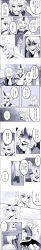 Rule 34 | 2girls, absurdres, comic, female focus, highres, horns, hoshiguma yuugi, long image, mizuhashi parsee, monochrome, multiple girls, paco (eien mikan), paco (pixiv), purple theme, single horn, tall image, touhou, translation request