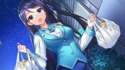 Rule 34 | armband, black hair, blue eyes, blue vest, krt girls, long hair, long sleeves, one side up, parted bangs, shirt, simon creative tw, sky, smile, vest, xiao qiong