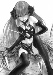 Rule 34 | 1girl, angry, blush, cybele (lord of vermilion), greyscale, hair ornament, long hair, lord of vermilion, makimura shunsuke, monochrome, sketch, solo, sweat, thighhighs