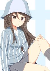 Rule 34 | 10s, 1girl, blue hat, blush, brown eyes, brown hair, girls und panzer, hat, long hair, looking at viewer, mika (girls und panzer), nenosame (nenosame5 ), smile, solo