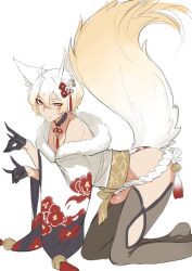 Rule 34 | 1boy, ahoge, animal ears, bell, black gloves, black thighhighs, double fox shadow puppet, erection, fang, fang out, flower, fox boy, fox ears, fox shadow puppet, fox tail, fur trim, gloves, hair bell, hair between eyes, hair flower, hair ornament, half gloves, highres, indie virtual youtuber, kitsune anri, looking at viewer, male focus, mokotoko9, penis, red flower, shirt, short hair, simple background, sketch, smile, solo, tail, thighhighs, trap, uncensored, virtual youtuber, white background, white shirt, wide sleeves, yellow eyes