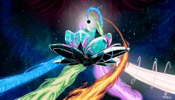Rule 34 | black hole, commentary, commission, elements, energy beam, english commentary, fire, flower, gem, highres, jeweled lotus (mtg), lotus, magic: the gathering, no humans, ryken, space, water