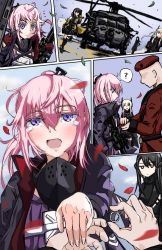 Rule 34 | 1boy, 4girls, ?, aircraft, ar-15, assault rifle, belt, beret, black hair, black shorts, blonde hair, carbine, colt 9mm smg, commander (girls&#039; frontline), crying, crying with eyes open, dandelion (girls&#039; frontline), dual wielding, engagement ring, falling petals, girls&#039; frontline, gloves, griffin &amp; kryuger military uniform, gun, hair between eyes, hat, helicopter, holding, jamie leano, jewelry, landing, leaf, m4 sopmod ii (girls&#039; frontline), m4 sopmod ii (mod3) (girls&#039; frontline), marriage proposal, military, military hat, military uniform, mod3 (girls&#039; frontline), multicolored hair, multiple girls, o o, ornate ring, outdoors, over-kneehighs, petals, pink hair, purple eyes, red eyes, rifle, ring, ro635 (girls&#039; frontline), ro635 (mod3) (girls&#039; frontline), shorts, sleeveless, smile, spoken question mark, st ar-15 (girls&#039; frontline), st ar-15 (mod3) (girls&#039; frontline), streaked hair, submachine gun, sweater, tears, thighhighs, thighs, uh-60 blackhawk, uniform, weapon, wedding band, wind, | |