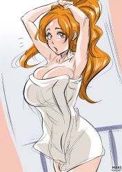 Rule 34 | 1girl, ass, bleach, breasts, female focus, inoue orihime, large breasts, long hair, maxi, open mouth, orange hair