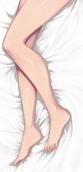 Rule 34 | 1girl, barefoot, commentary, feet, foot focus, kageharu, legs, lying, on bed, original, solo, thighs, toes