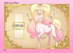 Rule 34 | 1girl, blonde hair, breasts, centaur, covering nipples, covering privates, glitter and gold, huge breasts, solo, taur
