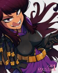 Rule 34 | armor, boobplate, borrowed character, breastplate, centurii-chan (artist), gar rooster, gloves, greco-roman clothes, highres, licking lips, long hair, original, praetorian (centurii-chan), purple eyes, purple hair, robe, roman clothes, smile, tongue, tongue out, white background