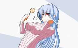 Rule 34 | 1girl, breasts, long hair, lyrical nanoha, mahou shoujo lyrical nanoha, mahou shoujo lyrical nanoha a&#039;s, red eyes, reinforce, ribbed sweater, sigh, silver hair, solo, sweater, tappa (esperanza), turtleneck